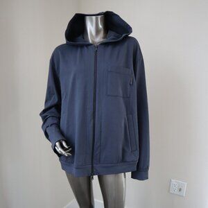 Brunello Cucinelli Monili Navy Jacket Cotton Hoodie 2 Way Zip Size 3XL